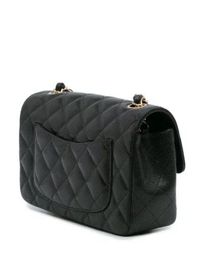 Pre-owned Chanel 2015-2016 Mini Rectangular Classic Calfskin Pixel Effect Single Flap Crossbody Bag In Black