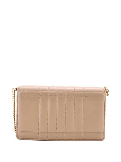 Pre-owned Burberry Lola On Chain Quilted Leather Clutch Bag In Neutral