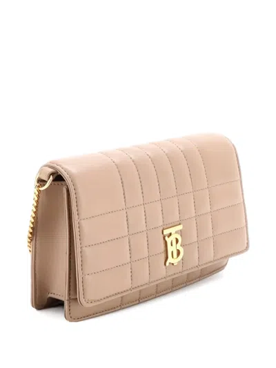 Pre-owned Burberry Lola On Chain Quilted Leather Clutch Bag In Neutral