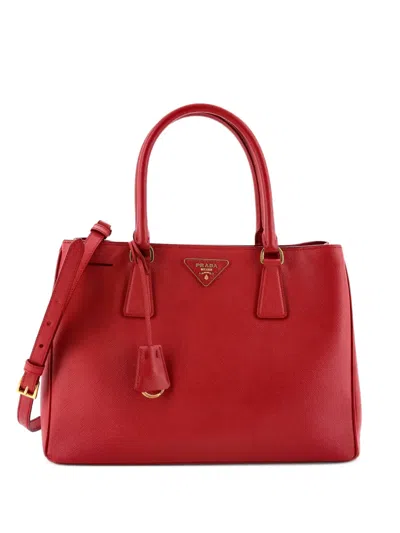 Pre-owned Prada Gardener's Saffiano Leather Medium Tote Bag In Red