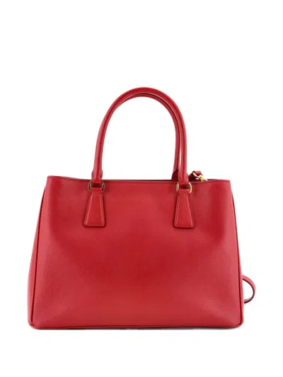 Pre-owned Prada Gardener's Saffiano Leather Medium Tote Bag In Red