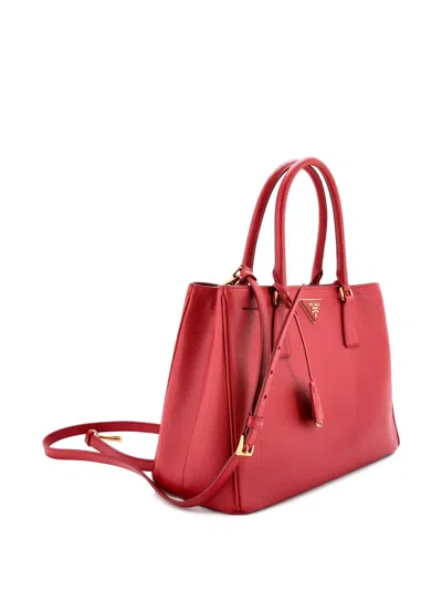 Pre-owned Prada Gardener's Saffiano Leather Medium Tote Bag In Red