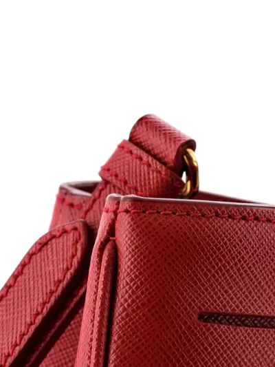Pre-owned Prada Gardener's Saffiano Leather Medium Tote Bag In Red