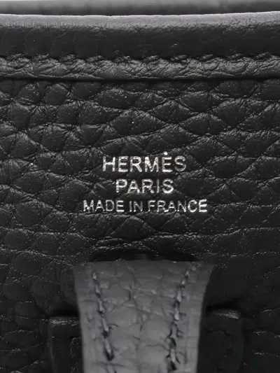 Pre-owned Hermes 2025 Evelyn Tpm Perforated-logo Shoulder Bag In Black