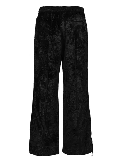 Toga Textured-velvet Back-detail Straight-leg Trousers In Black