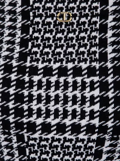 Twinset Black And White Viscose Skirt In Multi