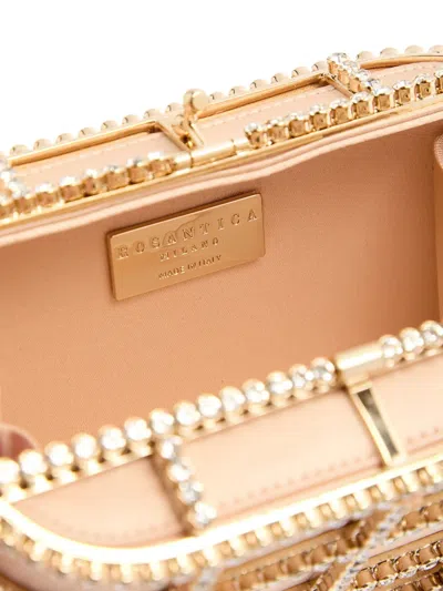 Rosantica Mini Shell Flat Crystal-embellished Satin Clutch In Pattern