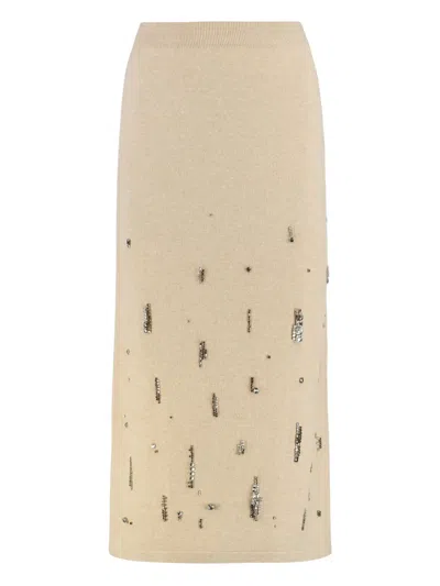 Fabiana Filippi Gonna Midi In Knitwear In Neutral