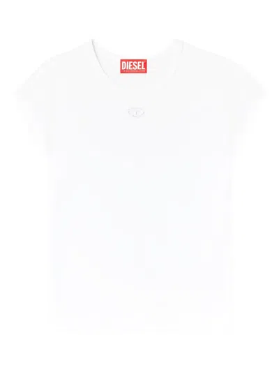 Diesel T-angie Logo-embroidery T-shirt In White