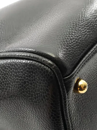 Pre-owned Chanel 1991-1994 Coco Mark Leather Tote Bag In Black