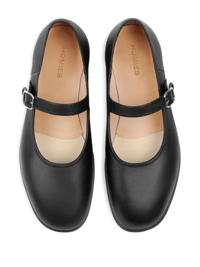 Homies Polly Buckled Ballet Flats In Black