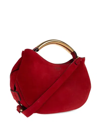 Moschino Handle Me Rounded Shoulder Bag In Brown