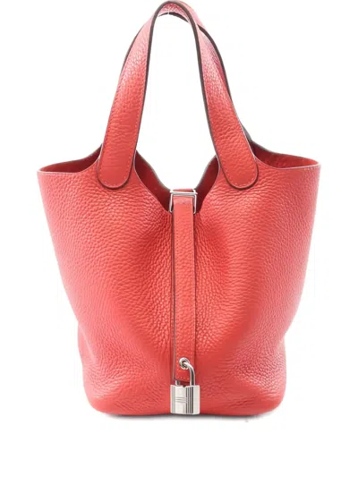 Pre-owned Hermes 2014 Lock Pm Handbag In Red