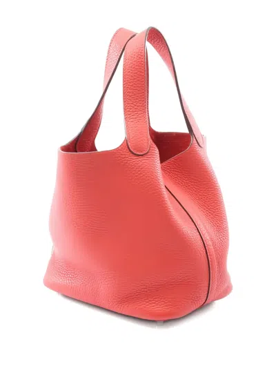 Pre-owned Hermes 2014 Lock Pm Handbag In Red