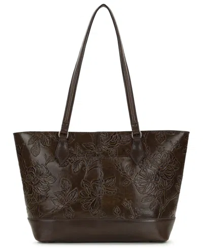 Patricia Nash Meka Bark Leaves Textured Tote Bag In Brown