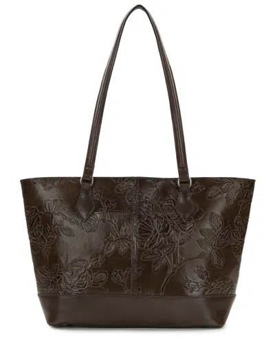 Patricia Nash Meka Bark Leaves Textured Tote Bag In Brown