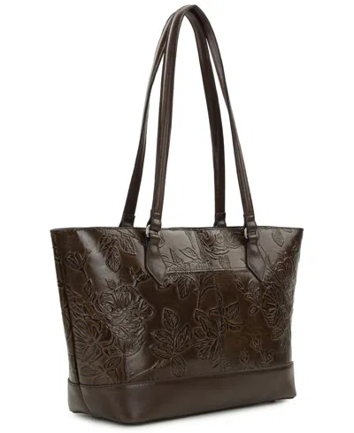 Patricia Nash Meka Bark Leaves Textured Tote Bag In Brown