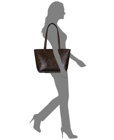 Patricia Nash Meka Bark Leaves Textured Tote Bag In Brown