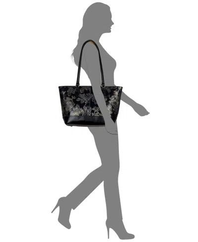 Patricia Nash Meka Bark Leaves Textured Tote Bag In Black