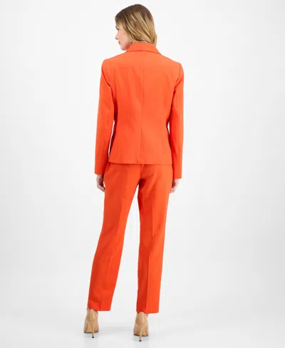 Le Suit Women's Crepe One-button Straight-leg Pantsuit Set, Regular & Petite In Orange