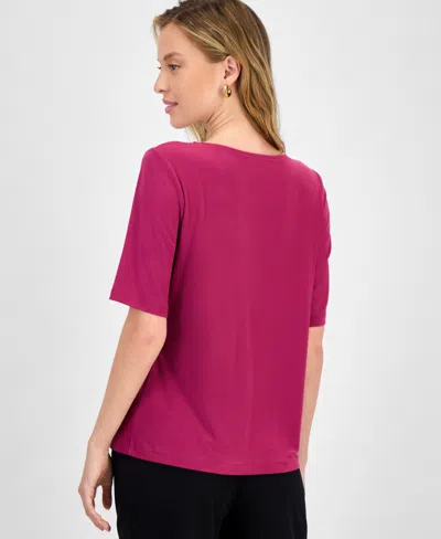 Kasper Women's Pleat Neck Knit Top, Regular & Petite In Pink