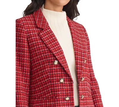 Jones New York Tweed Faux Double Breasted Jacket In Red