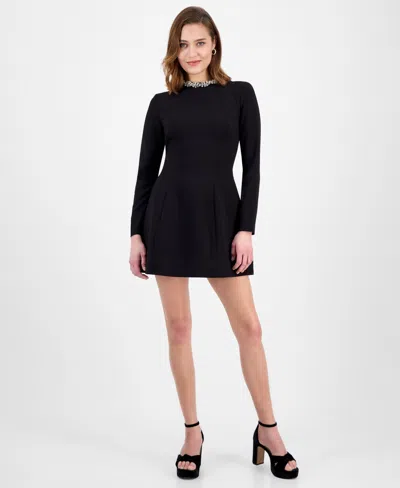Bardot Women's Delphi Embellished Long-sleeve Mini Dress In Black