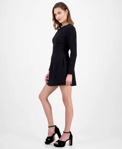 Bardot Women's Delphi Embellished Long-sleeve Mini Dress In Black