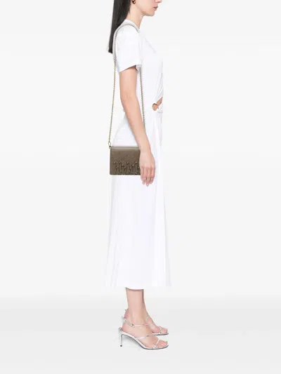 Pre-owned Bottega Veneta 2012-2025 Nappa Intrecciato Fringe Wallet On Chain Crossbody Bag In Brown