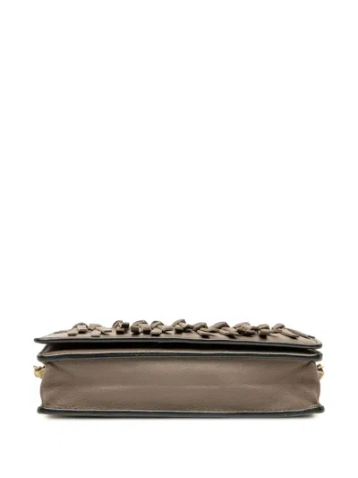 Pre-owned Bottega Veneta 2012-2025 Nappa Intrecciato Fringe Wallet On Chain Crossbody Bag In Brown