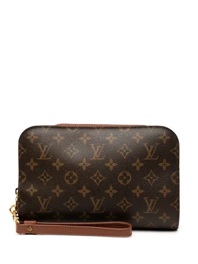 Pre-owned Louis Vuitton 2010 Monogram Orsay Clutch Bag In Brown