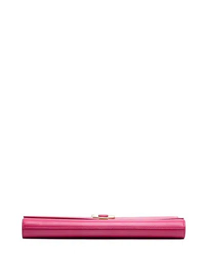 Pre-owned Saint Laurent 2013-2025 Leather Chyc Ligne Clutch Bag In Pink