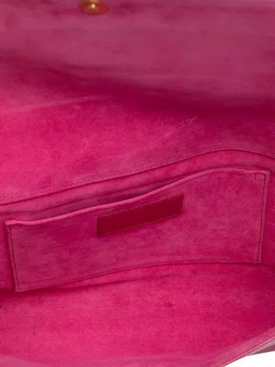 Pre-owned Saint Laurent 2013-2025 Leather Chyc Ligne Clutch Bag In Pink