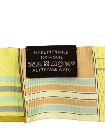 Pre-owned Hermes 2001-2025 Couvertures Nouvelles Silk Twilly Scarf Scarves In Yellow