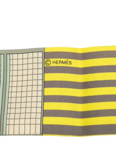 Pre-owned Hermes 2001-2025 Couvertures Nouvelles Silk Twilly Scarf Scarves In Yellow