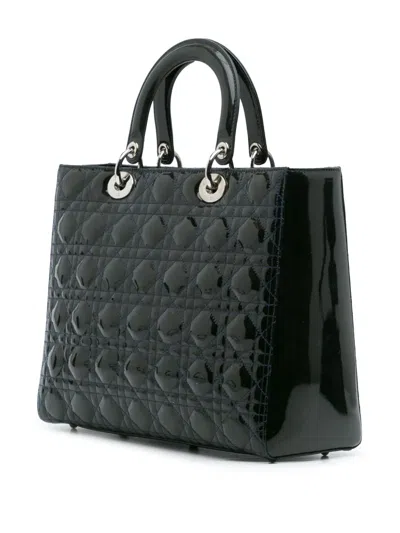 Pre-owned Dior 2010 Large Patent Cannage Lady  Satchel In Green