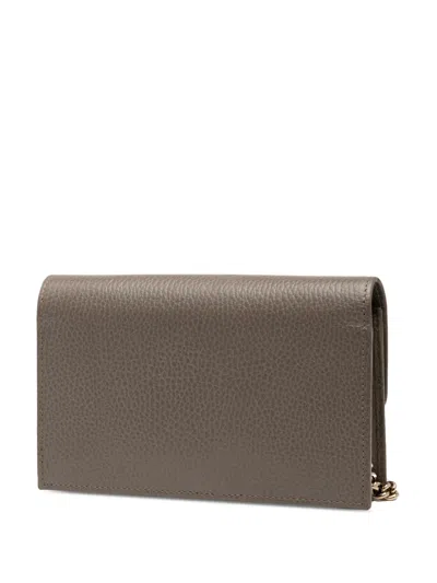 Pre-owned Gucci 2000-2015 Interlocking G Dollar Calfskin Wallet On Chain Crossbody Bag In Gray