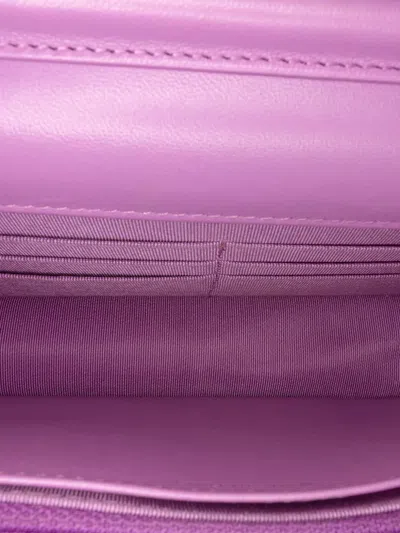 Pre-owned Chanel 2019 Cc Quilted Lambskin Wallet On Chain Crossbody Bag In Purple