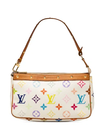 Pre-owned Louis Vuitton 2008 Monogram Multicolore Pochette Accessoires Shoulder Bag In White