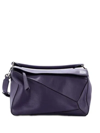 Pre-owned Loewe Puzzle Bag Leather Medium Shoulder Bag In Purple