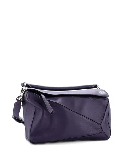 Pre-owned Loewe Puzzle Bag Leather Medium Shoulder Bag In Purple