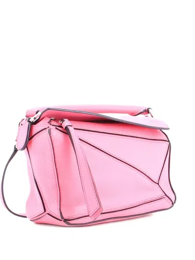Pre-owned Loewe Puzzle Bag Leather Mini Crossbody Bag In Pink