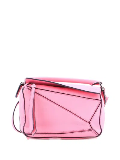 Pre-owned Loewe Puzzle Bag Leather Mini Crossbody Bag In Pink