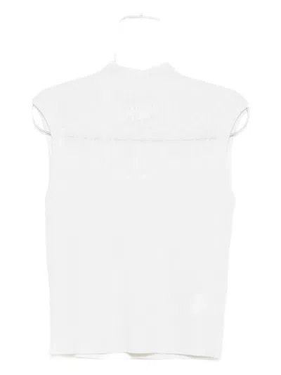 Genny Ribbed-knit Top In White