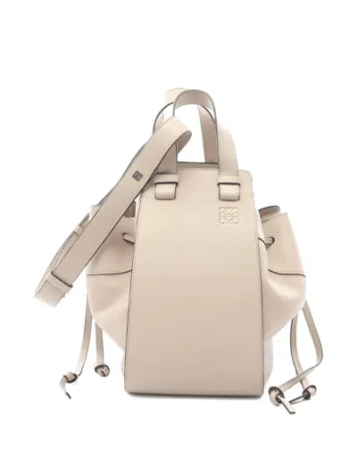 Pre-owned Loewe 2000s Hammock Drawstring Leather Tote Bag In Neutral