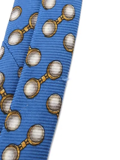 Pre-owned Chanel 1986-1988 All-over Pattern Silk Tie In Blue