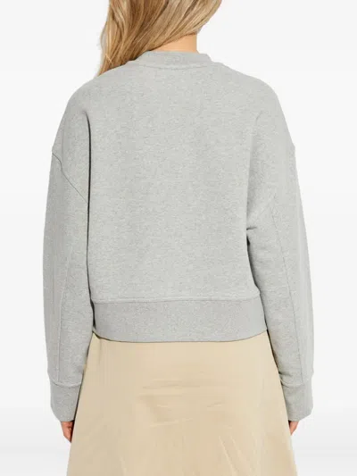 Moncler Logo Patch Crewneck Sweatshirt In Gray
