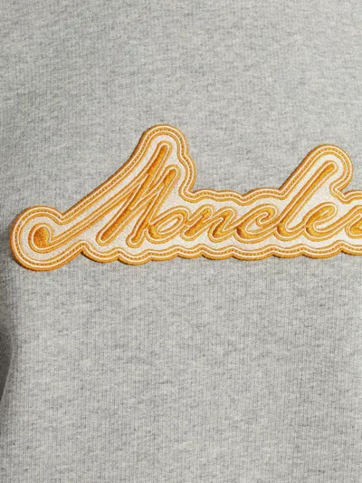Moncler Logo Patch Crewneck Sweatshirt In Gray