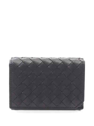 Pre-owned Bottega Veneta 2010s Intrecciato Tri-fold Wallet In Black