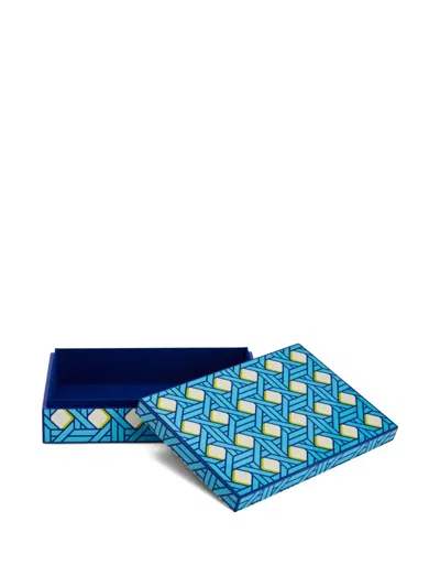 Jonathan Adler Large Basketweave Decorative Box (30cm X 20cm) In Blue